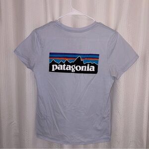 Patagonia Sky Blue Tee with Mountain Graphic